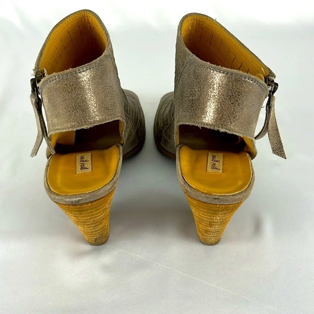 Paul Green Cayanne Peep Toe High Heel Booties SZ 9 US/SZ 6.5 UK Metallic Leather